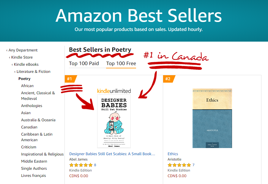 In Canada, Designer Babies is a #1 Best Seller in Poetry!